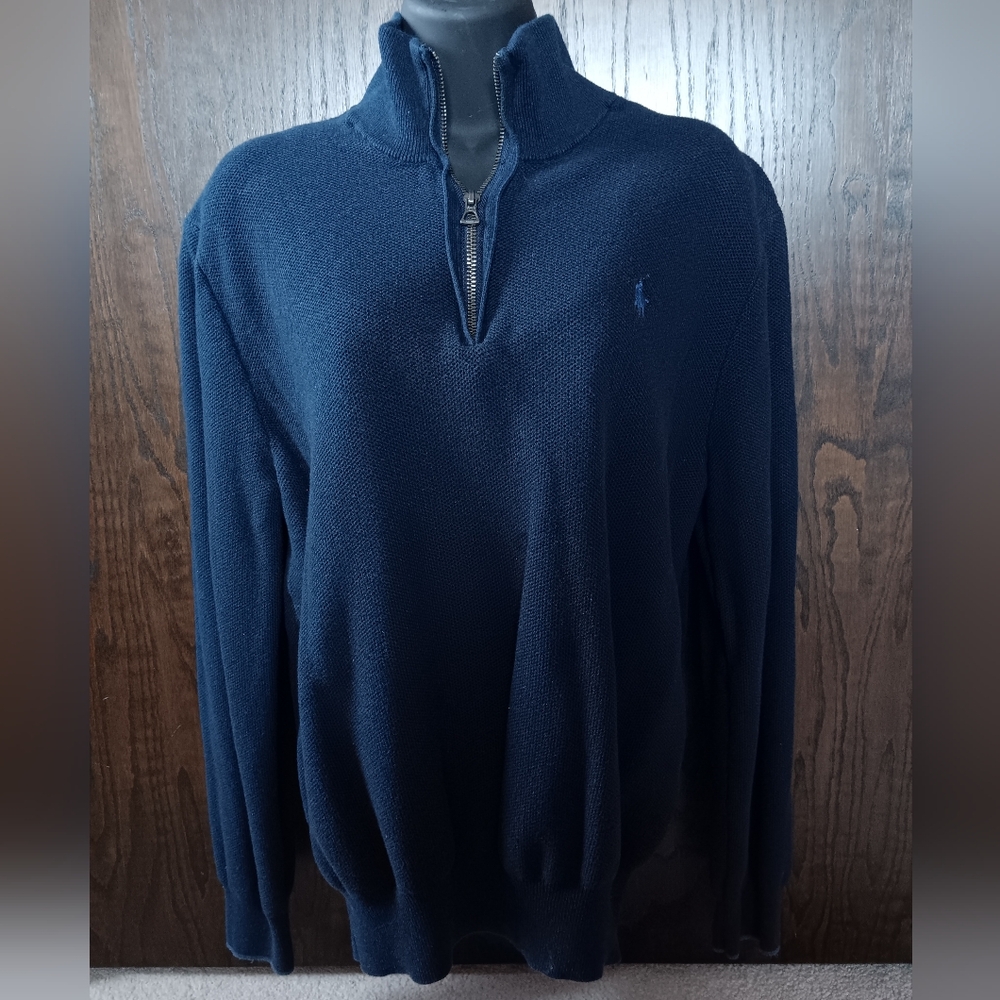 Ralph Lauren Men's Dark Blue Zip-Up Sweater